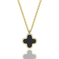 HighSpark Clover Necklaces for Women | Four Leaf Clover Necklace Pendant | Lovely Gift - Black, Silver, Pearl