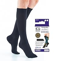 Neo G Travel Compression Socks For Women - Energizing tired, aching legs. Perfect flight companion, great for long periods of inactivity - Graduated Compression Socks - Black - XL