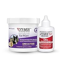 Zymox Enzymatic Ear Wipes and Otic Plus Advanced Ear Solution for Dogs and Cats - Product Bundle - for Dirty, Waxy, Smelly Ears and to Soothe Ear Infections, 100 Count Wipes and 1.25oz Bottle