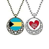 The Bahamas National Flag North America Country Pendant Necklace Mens Womens Valentine Chain