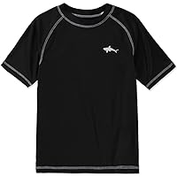 Boys' Short Sleeve Long Sleeve Rashguard Swim Shirt UPF 50+ (7 Black (Short Sleeve))