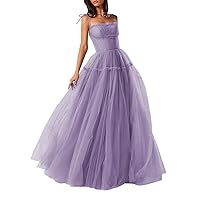 Women's Tulle Prom Dresses Spaghetti Straps Bridesmaid Dresses Long A Line Foraml Evening Party Gowns