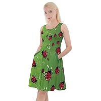 CowCow Womens Ladybugs Insect Knee Length Skater Dress with Pockets - XL