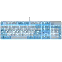 Qisan Mechanical Gaming Keyboard Full Size 104 Keys US Layout Wired Brown Switch Backlit Keyboard with Blue & White Color