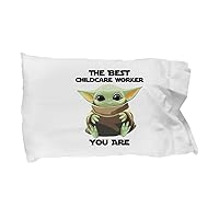 The Best Childcare Worker Pillowcase You are Cute Baby Alien Funny Gift for Coworker Present Gag Office Joke Sci-fi Fan Movie Theme Pillow Cover Case 20x30