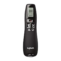 Professional Presenter R800, Wireless Presentation Clicker Remote with Green Laser Pointer and LCD Display , Black