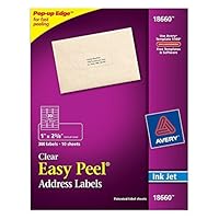 Avery Easy Peel Mailing Labels for Ink Jet Printers, 1 x 2-5/8 Inches, Clear, Pack of 300 (18660), 2-PACK