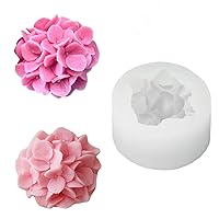 Hydrangea Flower Candle Mold, 3D Flower Handmade Soap Mould for Fondant Handmade Soap Lotion Bar Wax Casting Crayon Cake Ice Cream Clay Cake Decorating(1.5in)
