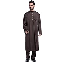 GladThink Men's Thobe With Long Sleeves Arab Muslim Wear calf Length