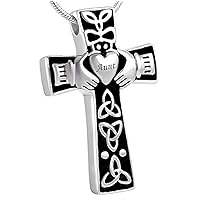 misyou Cross Necklace for Ashes Jewelry- Cremation Memorial Keepsake Pendant - Funnel Fill Kit Included