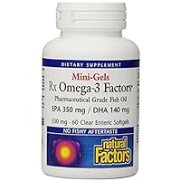 Natural Factors - Rx Omega-3 Factors Mini-Gels, EPA 350mg, DHA 140mg, Supports Cardiovascular Health, 60 Soft Gels