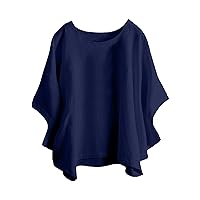 T Shirts for Women Trendy, Women's Casual Loose Short Sleeve Cotton Hemp T-Shirt Top Tops, S XXXL