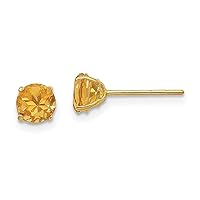 14K Yellow Gold Round Opal 5mm Stud Earrings