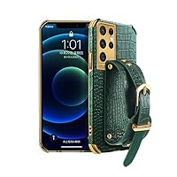 Unique Personality Crocodile Pattern TPU Phone case with Versatile Wristband Bracket for Samsung Galaxy Note 20 10 9 8 Ultra Pro Lite Edge Reinforced Shockproof Back Cover(Green,Note 10)