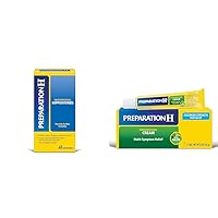 Preparation H Hemorrhoid Symptom Relief Suppositories (48 Count) & Maximum Strength Cream for Burning, Itching and Discomfort (0.9 Ounce)