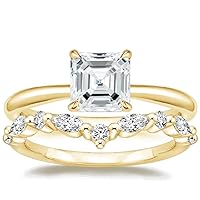 Solid 14k Yellow Gold Prong Set Petite Twisted Vine Simulated 3 CT Diamond Engagement Ring Promise Bridal Ring
