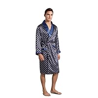 Men's Satin Robe Silk Bathrobe Long Sleeve Kimono Robe Nightgown Sleepwear