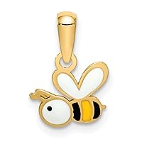 14K Gold Enamel Bumble Bee Pendant