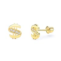 0.10 Ct Round Cut $ Stud Simulated Diamond14k Yellow Gold Plated 925 Sterling Silver Stud Earrings For Women's