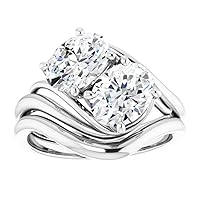 10K Solid White Gold Handmade Engagement Rings 5 CT Oval Cut Moissanite Diamond Solitaire Wedding/Bridal Ring Set for Woman/Her Propose Rings