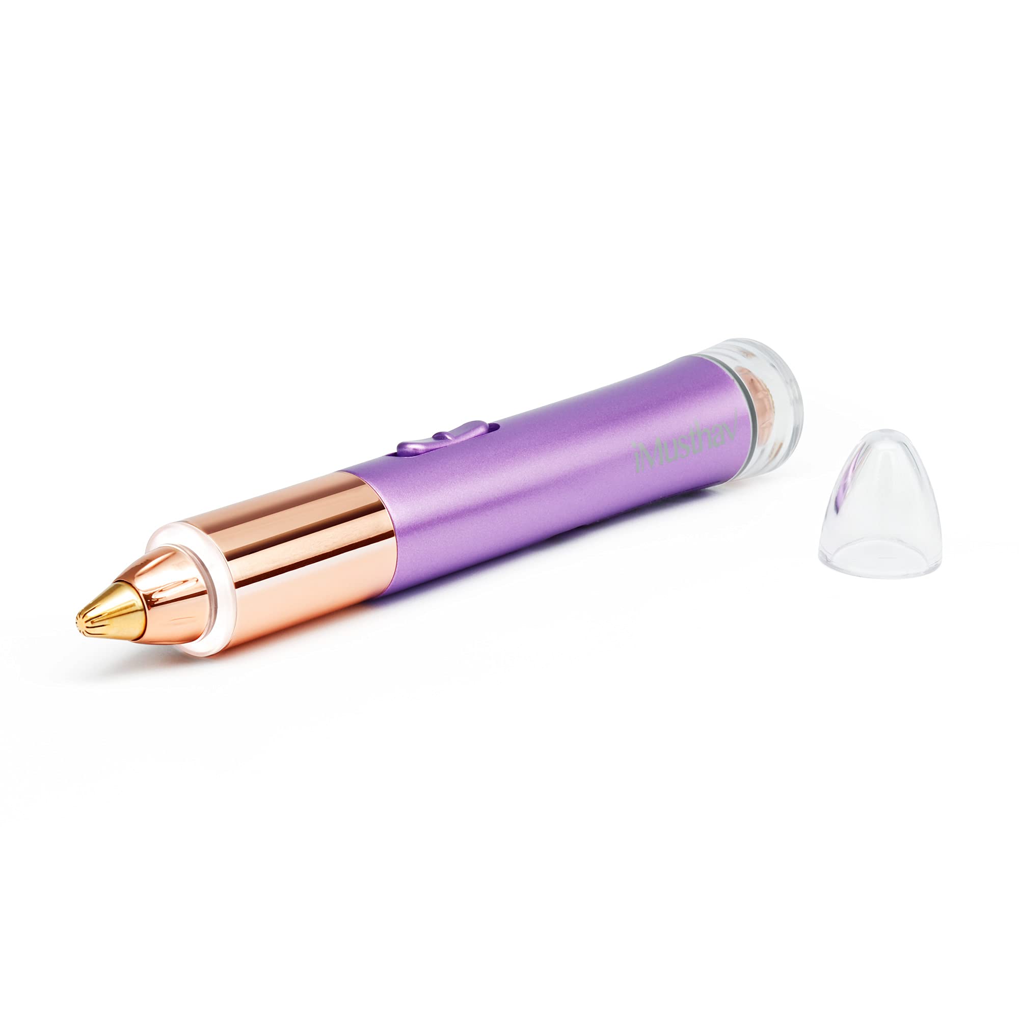 iMusthav Dual Function Brow & Facial Hair Remover USB Rechargeable. Precision “Pencil-tip” 18K Gold Plated Heads 360-degree LED Light. All Your Facial Hair Removal Needs in one Unit (Amethyst)
