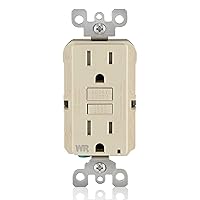 Leviton GFWT1-T Self-Test SmartlockPro Slim GFCI Weather-Resistant and Tamper-Resistant Receptacle with LED Indicator, 15 Amp, Light Almond