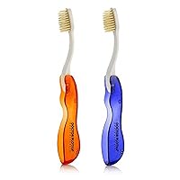MOUTHWATCHERS Dr Plotkas Extra Soft Flossing Toothbrush, Folding Travel Toothbrush for Adults, Ultra Clean Toothbrush, Good for Sensitive Teeth and Gums, 2 Pack