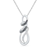 DGOLD Sterling Silver Black & White Round Diamond Fashion Pendant (0.03 Cttw)