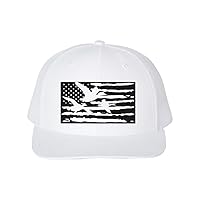Waterfowl Trucker Hat/Duck Flag/Hunting Snapback/White Text