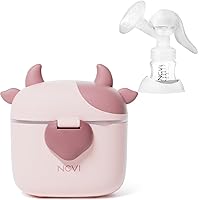 NCVI Baby Formula Dispenser Pink Cow On the Go and Manual Breast Pump 5 oz