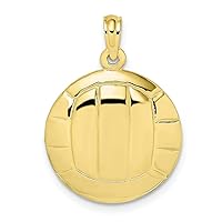 10k Gold Volleyball High Polish / 2 d Charm Pendant Necklace Measures 22.5x17.5mm Wide Jewelry for Women
