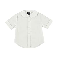 French Toast Girls' Plus Size S/S Peter Pan Fitted Shirt - White, 10.5