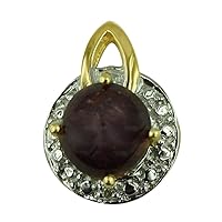Carillon Star Ruby Natural Gemstone Round Shape Pendant 10K, 14K, 18K Yellow Gold Wedding Jewelry