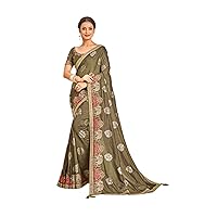 Striped Pattern Khadi silk Designer border Sari Bridal woman saree blouse 7567
