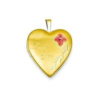 1/20 Gold Filled 20mm Enameled I Love You Heart Locket Necklace Chain Included