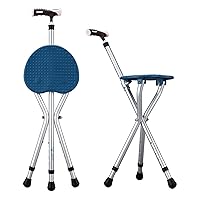 Hold 440 lbs Folding Canes with Seat Walking Stick Height Adjustment Cane Seat Capacity Frosted Handle with Magnetic Therapy Stone Massage Crutches Stool