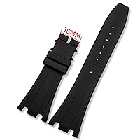 Watch Band for AP 15703 15710 26703 Royal Oak Offshore Rubber Strap 28mm Men Black Bracelet Folding Buckle with Tools (Color : Black-No Buckle, Size : 28mm)