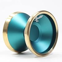 Peregrine Yo-Yo - Aluminum with Stainless Steel Rings - Bi-Metal YoYo (Teal with Brass Rings)