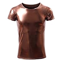 Men's Shiny Metallic Short Sleeve T-Shirt Nightclub Styles