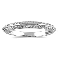 SZUL AGS Certified 1/4 Carat TW Diamond Knife Edge Wedding Band in 10K White Gold (K-L Color, I2-I3 Clarity)