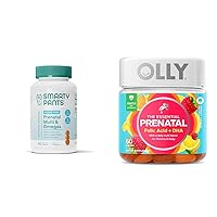 SmartyPants Prenatal Vitamins for Women, Sugar Free Multivitamin Gummies: Methylfolate, Omega 3 & Olly The Essential Prenatal Gummy Multivitamin, 30 Day Supply (Gummies), Sweet, Folic Acid, Vitamin