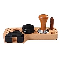 Espresso Accessories Kits Espresso Tamping Stand Set Barista Part Multipurpose Coffee Tamper Distributor and Stirrer for Counters Shop Cafe, Beech 51mm