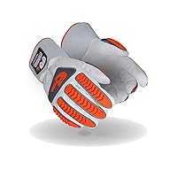 T-REX TRX848M Inferno Series Heat Resistant Welder's Gloves, 1 Pair, Full Leather, Size 8/M, Red & Gray,White