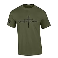 Mens Christian Shirt Nail Cross Unashamed Short Sleeve T-Shirt Graphic Tee