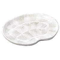 Milky White Shino 8.0 Cloud Shape Plate, 9.6 x 7.7 x 1.0 inches (24.5 x 19.5 x 2.5 cm), 22.2 oz (630 g), Oval Plate, Restaurant, Japanese Cuisine, Ryokan, Restaurant, Hotel, Commercial Use