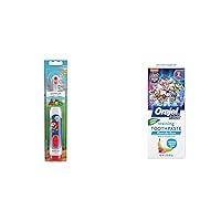 Spinbrush Super Mario Kid's Electric Battery Toothbrush, Soft, 1 ct & Orajel Kids Paw Patrol Fluoride-Free Training Toothpaste, 1.5oz Tube