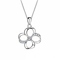 Lucky Four Leaf Clover Necklace 925 Silver Plated Diamond Pendant Simple And Fashion Necklace Gift