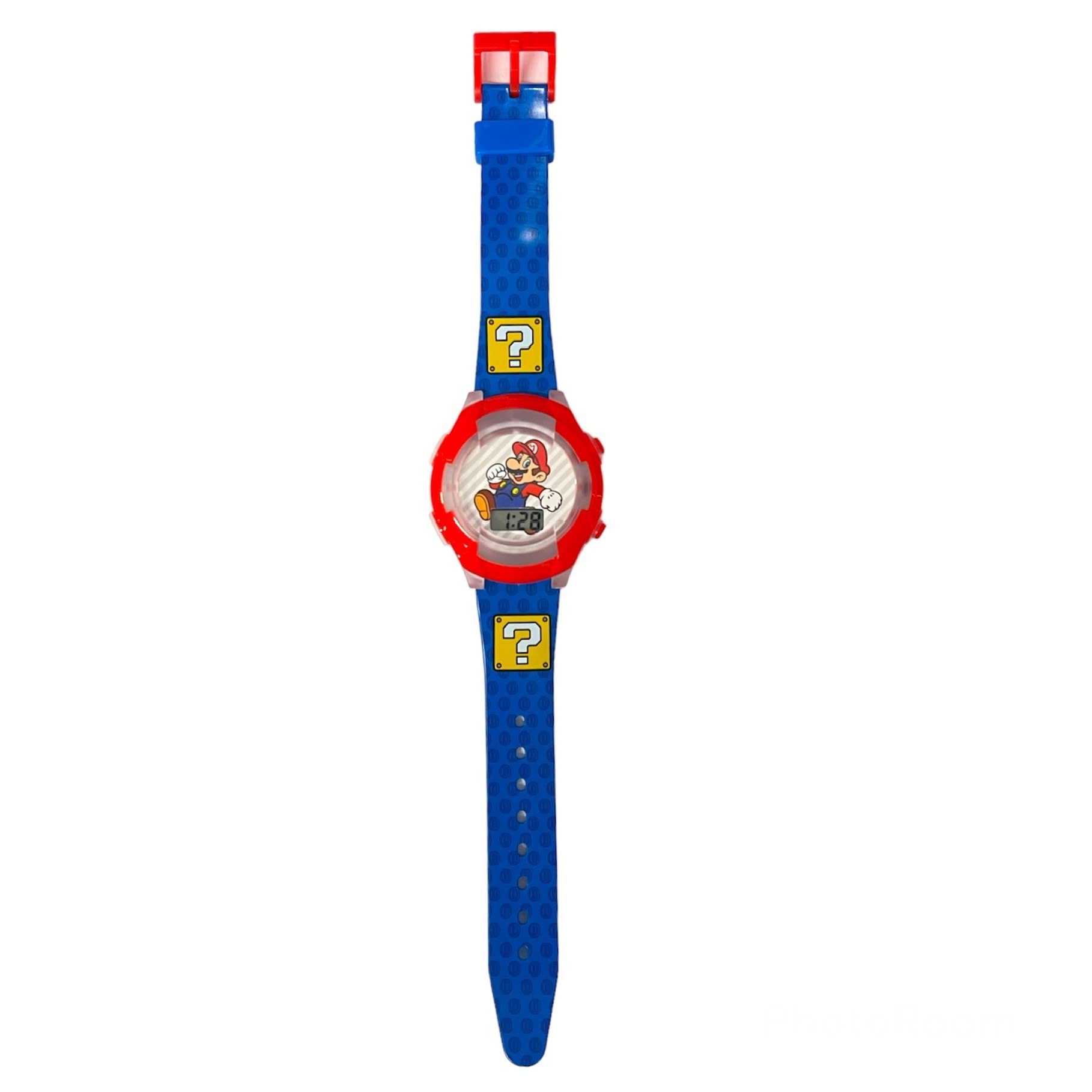 Accutime Kids Nintendo Super Mario Digital Flashing LCD Quartz Childrens Wrist Watch for Boys, Girls, Toddlers with Red and Blue Multicolor Strap (Model: GSM4198AZ)