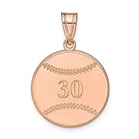 14K Rose Gold Baseball Customize Personalize Engravable Charm Pendant Jewelry Gifts For Women or Men (Length 0.68