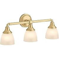 KOHLER Devonshire Bathroom Vanity Light Fixture, Wall Sconce Lighting, Position Facing Up or Down, UL Listed, 3 Light, Brushed Moderne Brass